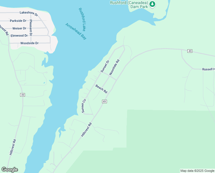 map of restaurants, bars, coffee shops, grocery stores, and more near 8567 Noontide Road in Caneadea