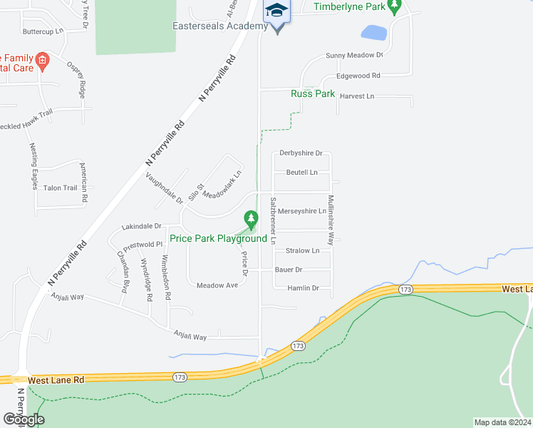 map of restaurants, bars, coffee shops, grocery stores, and more near 7156 Salzbrenner Lane in Machesney Park
