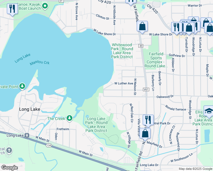 map of restaurants, bars, coffee shops, grocery stores, and more near 35100 North Hauge Street in Round Lake