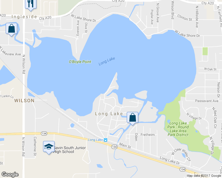 map of restaurants, bars, coffee shops, grocery stores, and more near 35105 North Milwaukee Avenue in Ingleside