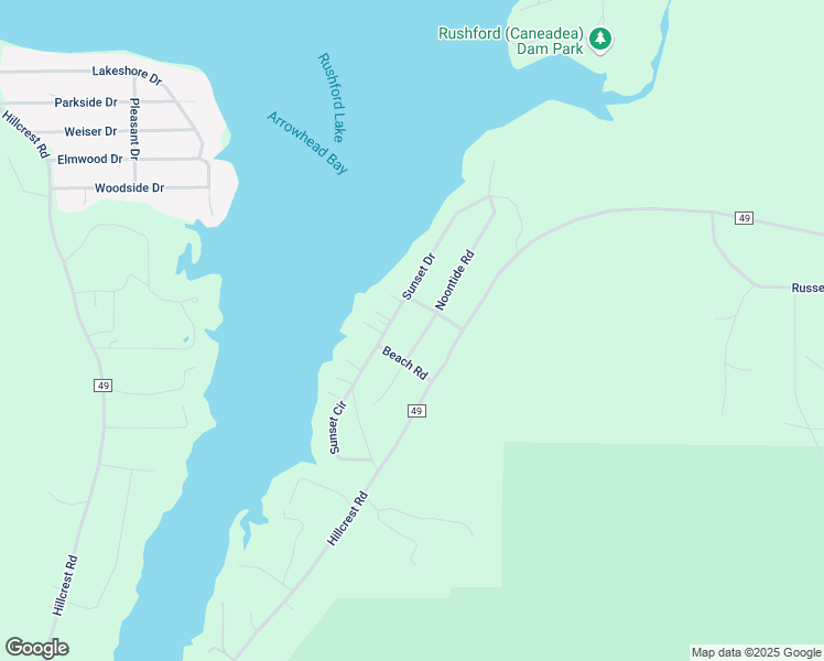 map of restaurants, bars, coffee shops, grocery stores, and more near 8567 Noontide Road in Caneadea