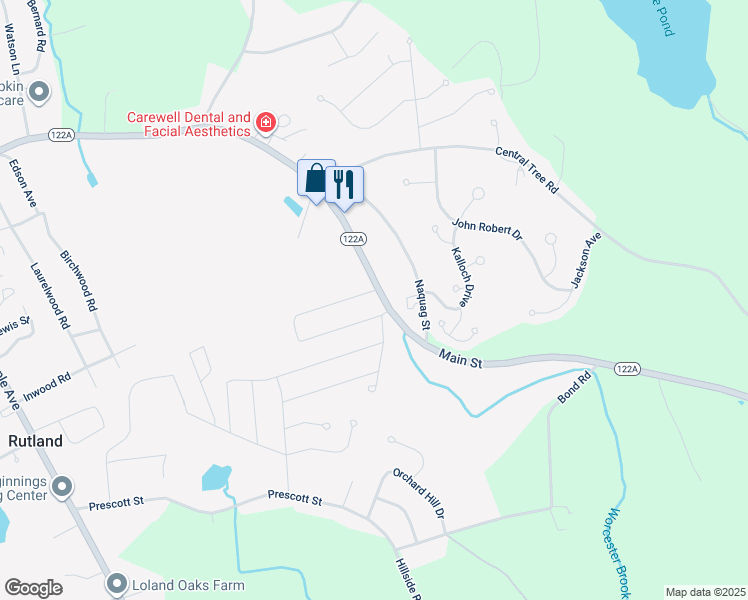 map of restaurants, bars, coffee shops, grocery stores, and more near 4 Nancy Drive in Rutland