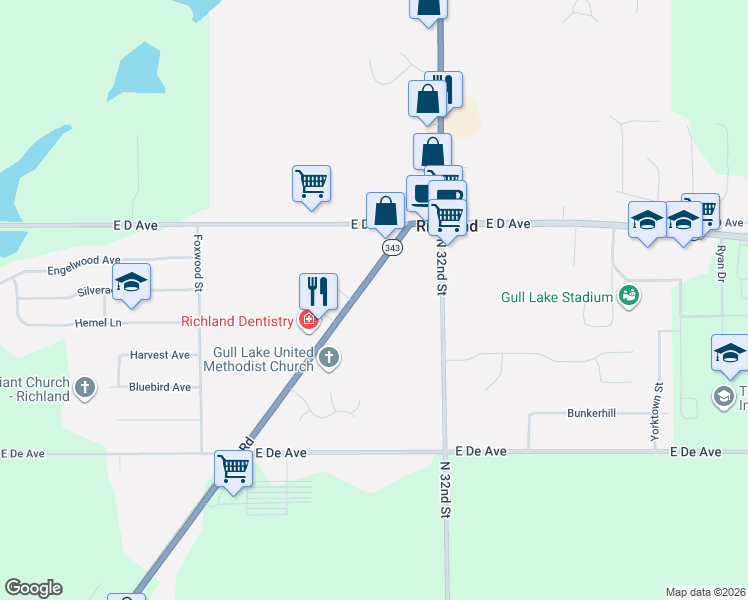 map of restaurants, bars, coffee shops, grocery stores, and more near 8778 Gull Road in Richland