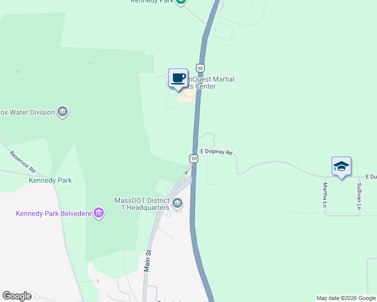 map of restaurants, bars, coffee shops, grocery stores, and more near 1 Pittsfield Road in Lenox