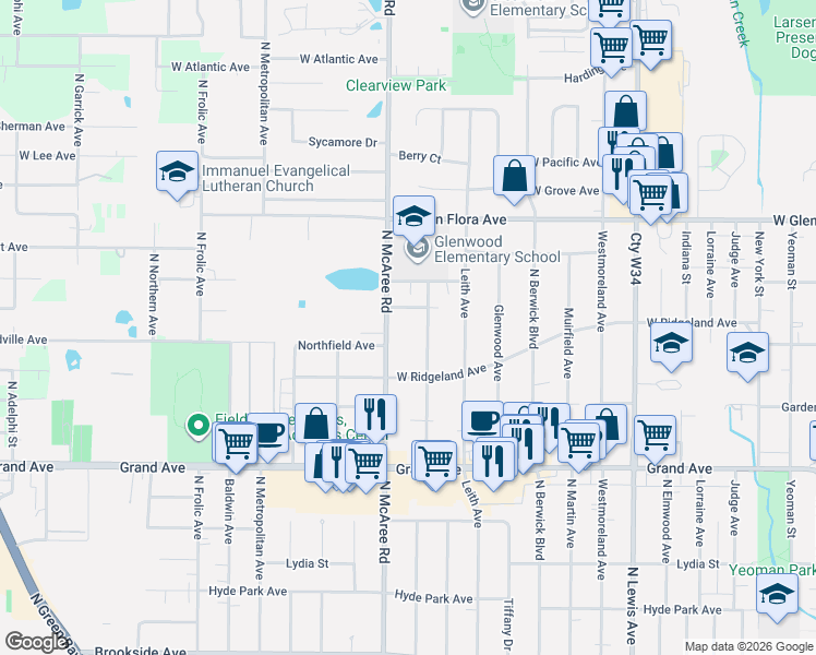 map of restaurants, bars, coffee shops, grocery stores, and more near 2435 Nemery Court in Waukegan