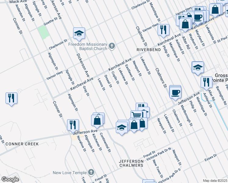 map of restaurants, bars, coffee shops, grocery stores, and more near 13315 St.Ervin Avenue in Detroit