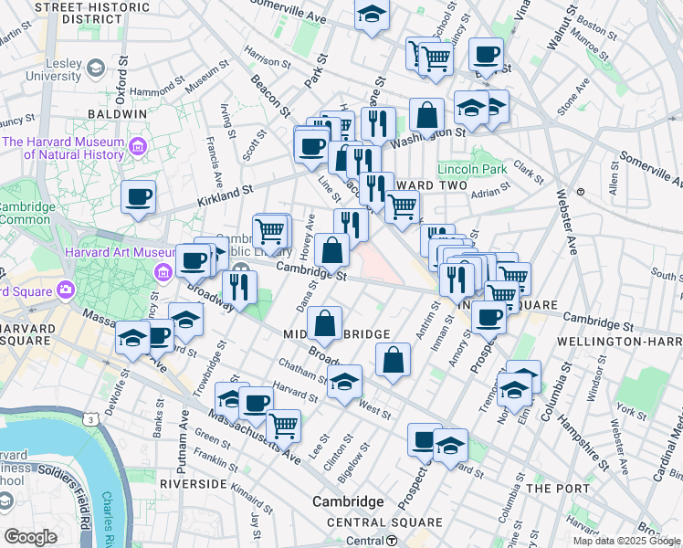 map of restaurants, bars, coffee shops, grocery stores, and more near 4 Leonard Avenue in Cambridge