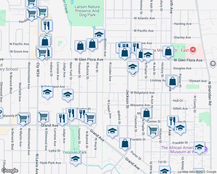 map of restaurants, bars, coffee shops, grocery stores, and more near 1020 West Fairfield Court in Waukegan