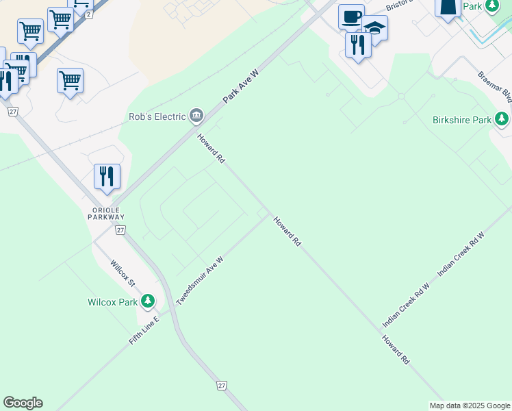 map of restaurants, bars, coffee shops, grocery stores, and more near 171 Howard Road in Chatham
