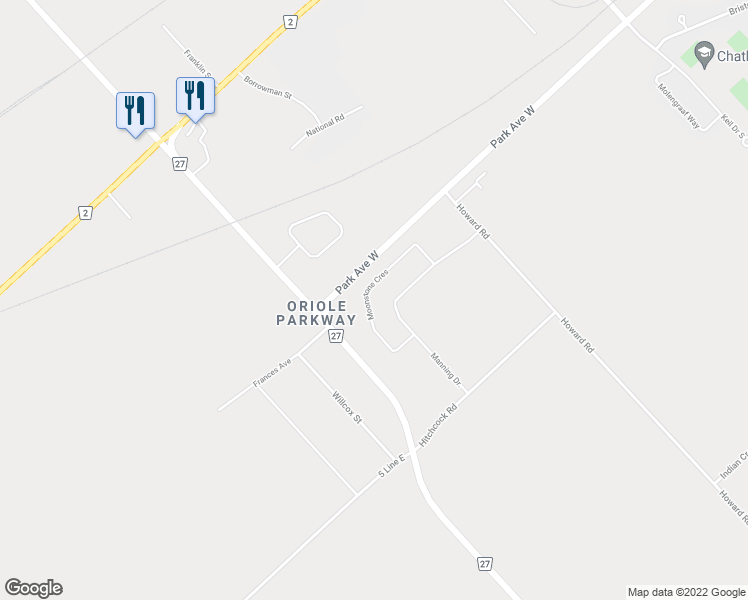 map of restaurants, bars, coffee shops, grocery stores, and more near 171 Moonstone Crescent in Chatham