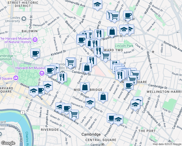 map of restaurants, bars, coffee shops, grocery stores, and more near 4 Leonard Avenue in Cambridge