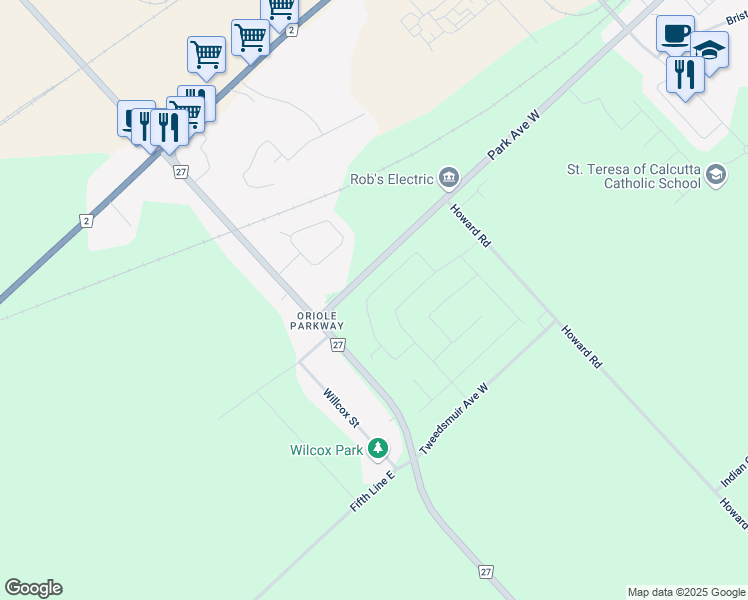map of restaurants, bars, coffee shops, grocery stores, and more near 171 Moonstone Crescent in Chatham