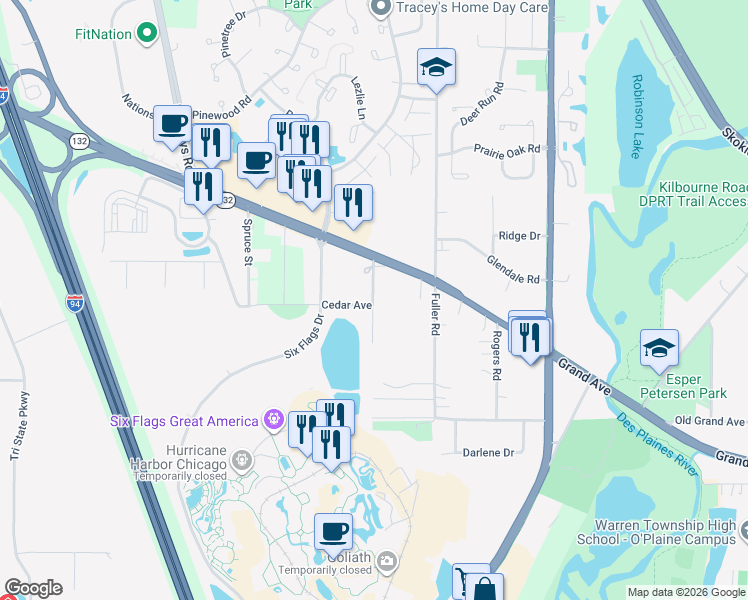 map of restaurants, bars, coffee shops, grocery stores, and more near 1007 Elsie Avenue in Gurnee