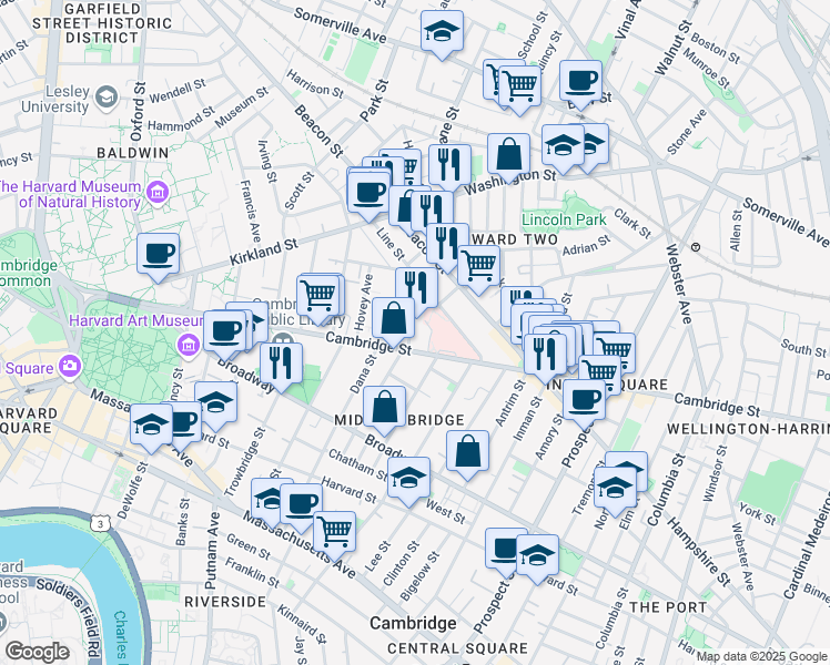 map of restaurants, bars, coffee shops, grocery stores, and more near 4 Leonard Avenue in Cambridge