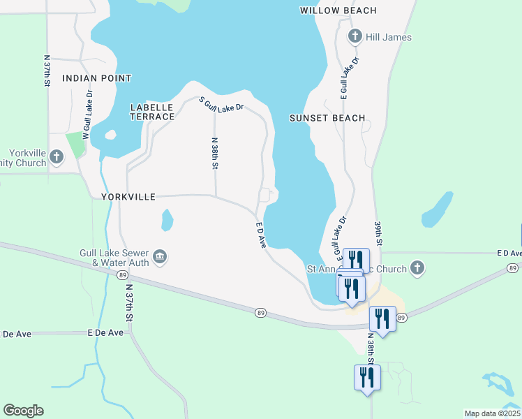 map of restaurants, bars, coffee shops, grocery stores, and more near 207 South Gull Lake Drive in Richland