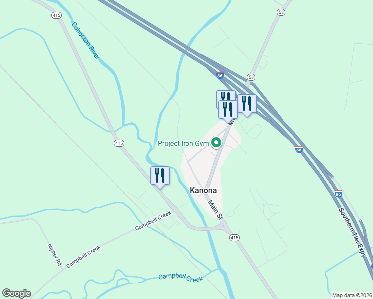 map of restaurants, bars, coffee shops, grocery stores, and more near 7710 Avoca Back Road in Bath