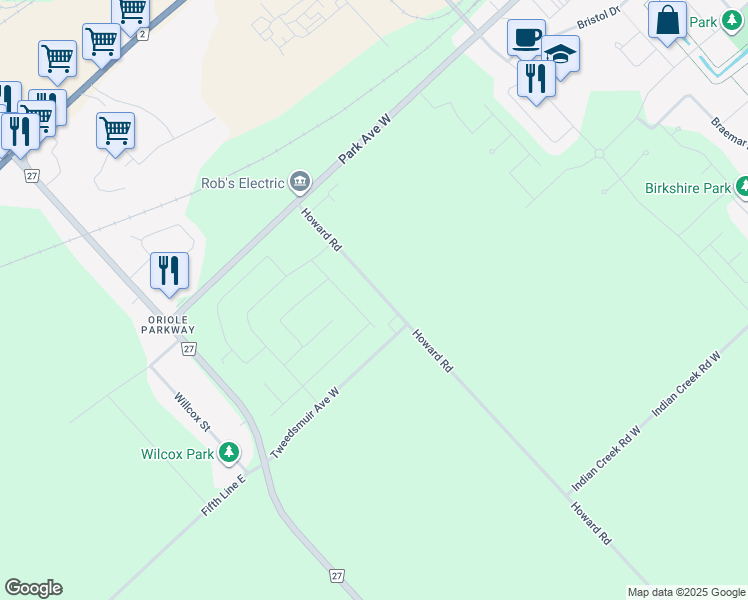 map of restaurants, bars, coffee shops, grocery stores, and more near 171 Howard Road in Chatham