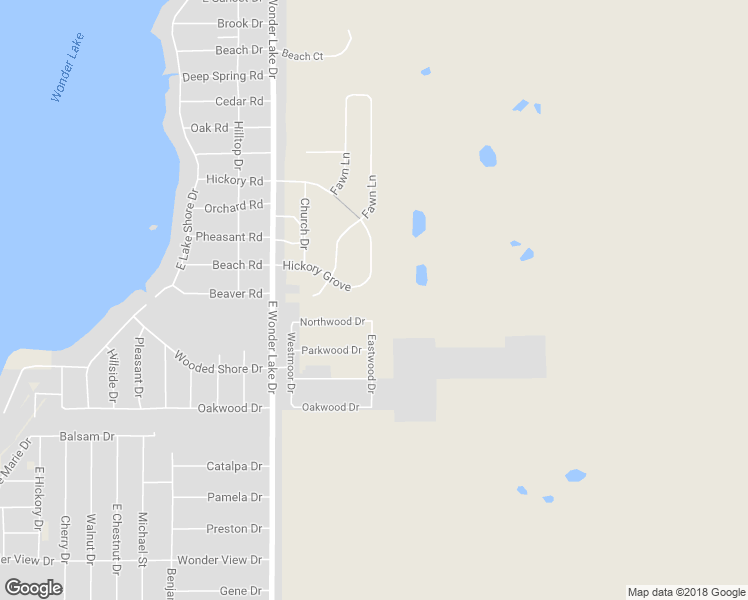 map of restaurants, bars, coffee shops, grocery stores, and more near 7401 Hickory Grove in Wonder Lake