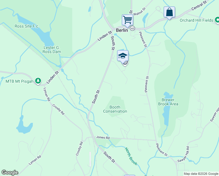 map of restaurants, bars, coffee shops, grocery stores, and more near 58 South Street in Berlin