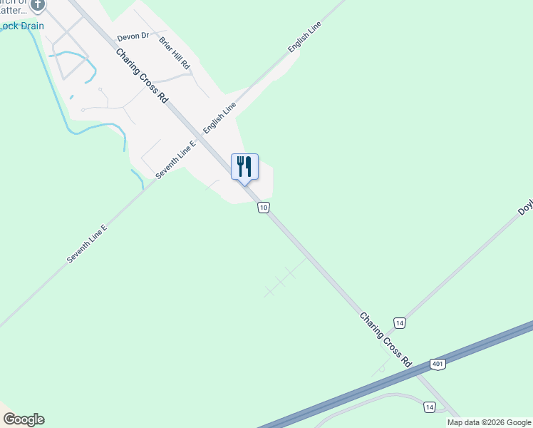 map of restaurants, bars, coffee shops, grocery stores, and more near 22278 Charing Cross Road in Chatham