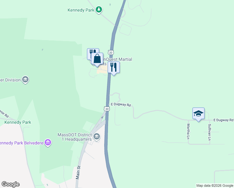 map of restaurants, bars, coffee shops, grocery stores, and more near 36 Pittsfield Road in Lenox