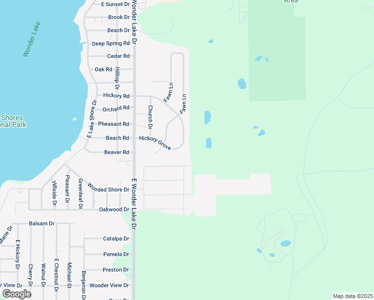 map of restaurants, bars, coffee shops, grocery stores, and more near 7401 Hickory Grove in Wonder Lake