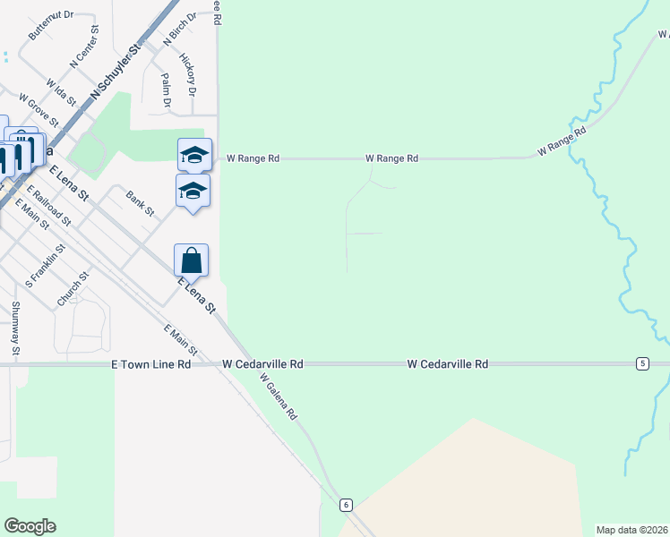 map of restaurants, bars, coffee shops, grocery stores, and more near 9998 North Cedarville Road in Lena