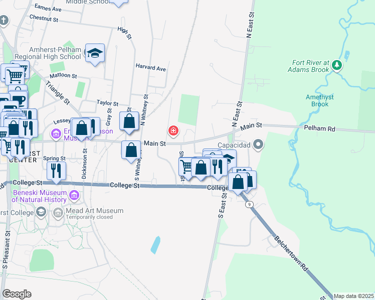map of restaurants, bars, coffee shops, grocery stores, and more near 1 Watson Farms in Amherst