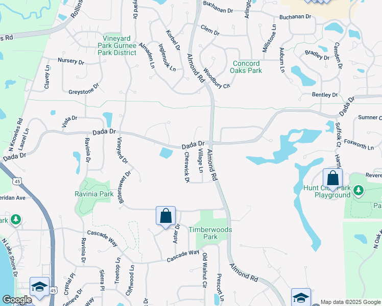 map of restaurants, bars, coffee shops, grocery stores, and more near 1060 Cheswick Drive in Gurnee