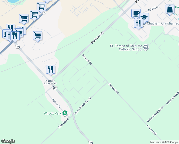 map of restaurants, bars, coffee shops, grocery stores, and more near 167 Ironwood Trail in Chatham