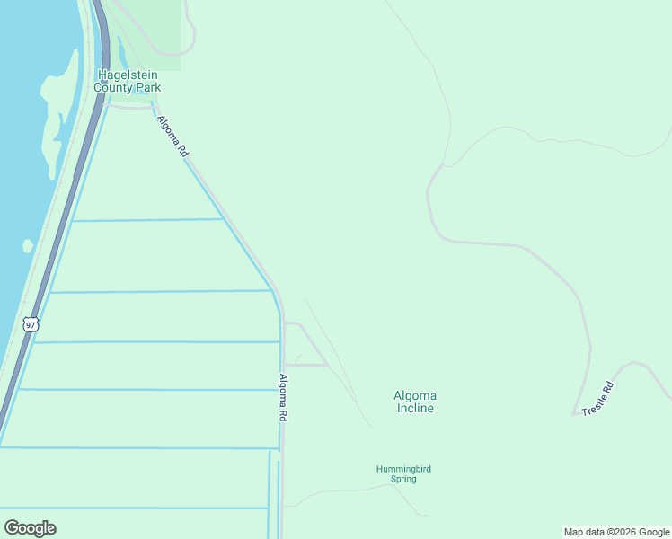 map of restaurants, bars, coffee shops, grocery stores, and more near 16149 Algoma Road in Klamath Falls