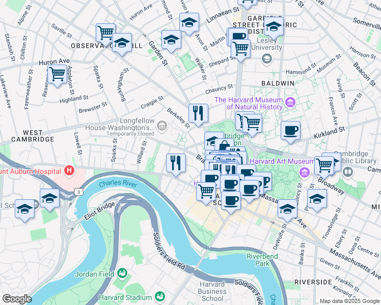 map of restaurants, bars, coffee shops, grocery stores, and more near 99 Phillips Place in Cambridge