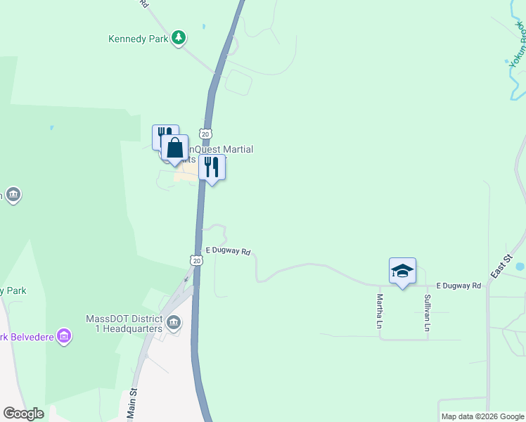 map of restaurants, bars, coffee shops, grocery stores, and more near 36 Pittsfield Road in Lenox