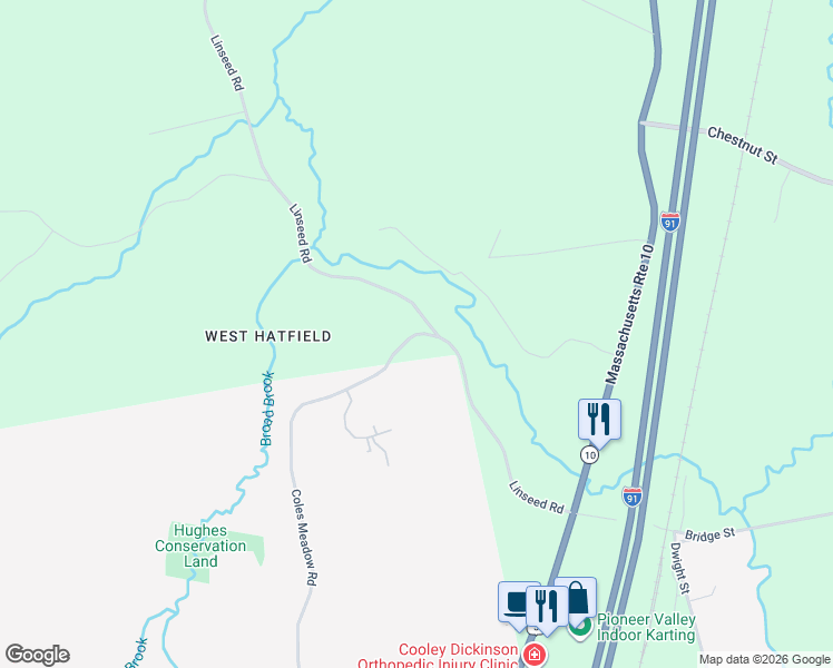 map of restaurants, bars, coffee shops, grocery stores, and more near 1038 Linseed Hill Road in Northampton