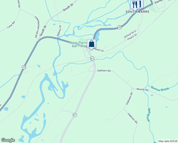 map of restaurants, bars, coffee shops, grocery stores, and more near 8 Station Road in Barre