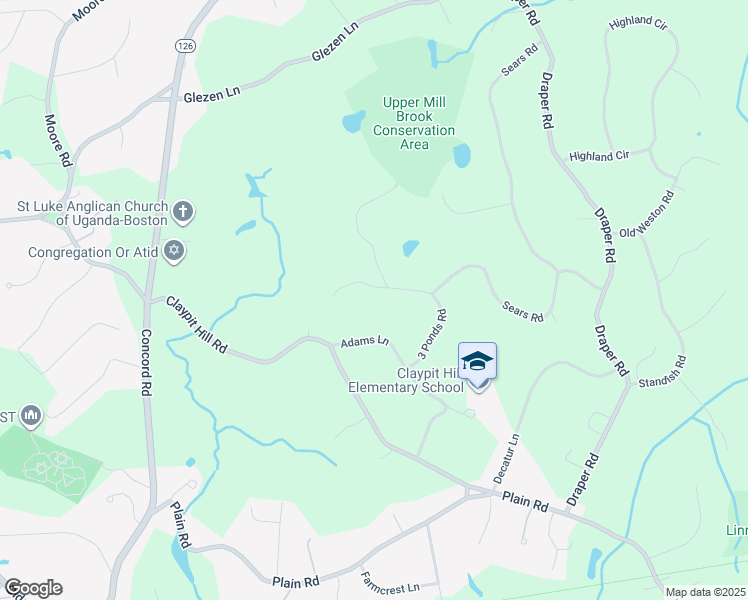 map of restaurants, bars, coffee shops, grocery stores, and more near 3 Mellen Lane in Wayland