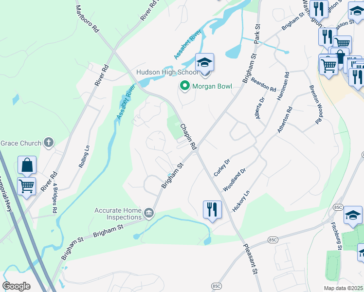 map of restaurants, bars, coffee shops, grocery stores, and more near in Hudson