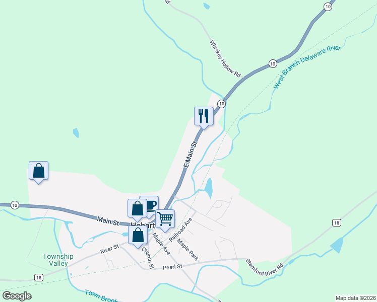 map of restaurants, bars, coffee shops, grocery stores, and more near 951 East Main Street in Hobart