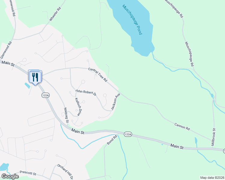 map of restaurants, bars, coffee shops, grocery stores, and more near 62 Central Tree Road in Rutland