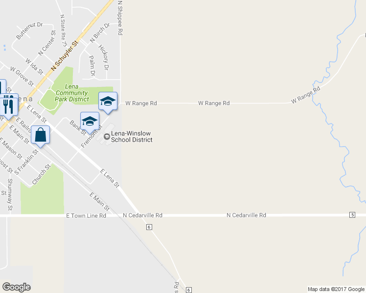 map of restaurants, bars, coffee shops, grocery stores, and more near 5314 Timber Ridge Road in Lena