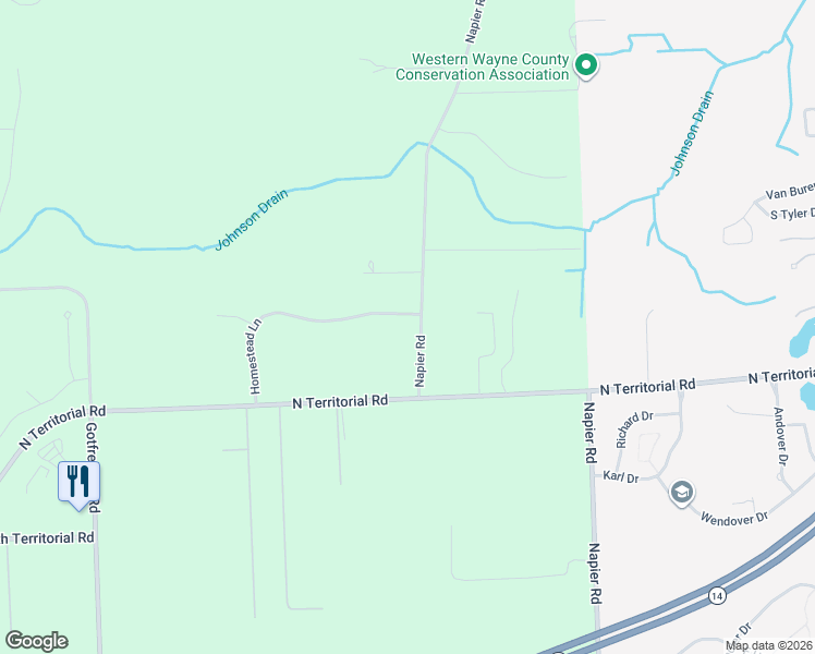 map of restaurants, bars, coffee shops, grocery stores, and more near 6375 Napier Road in Plymouth