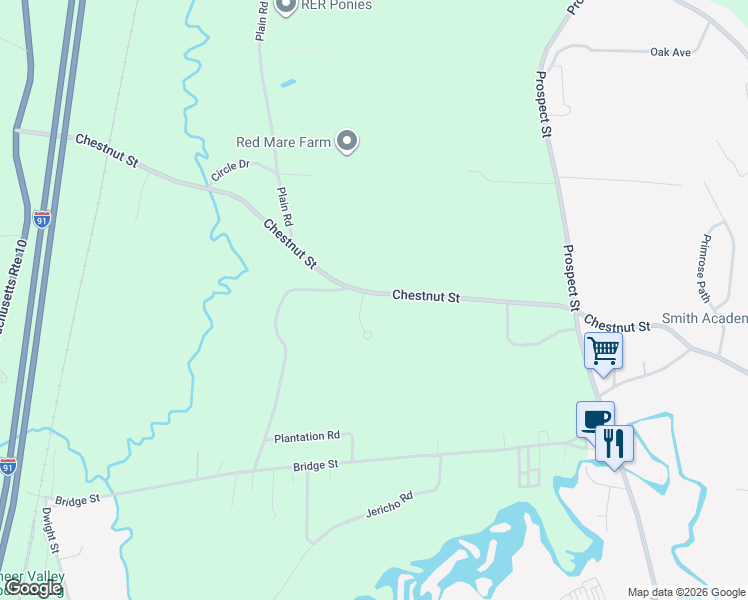 map of restaurants, bars, coffee shops, grocery stores, and more near 69 Chestnut Street in Hatfield