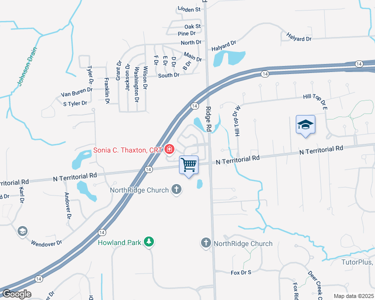 map of restaurants, bars, coffee shops, grocery stores, and more near 49463 Pointe Crossing in Plymouth Charter Township