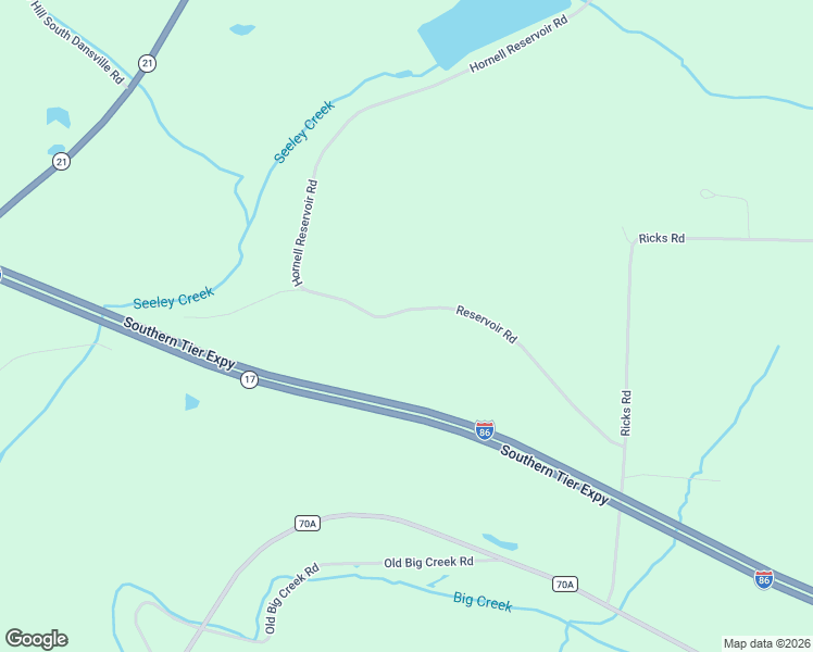 map of restaurants, bars, coffee shops, grocery stores, and more near 7773 Reservoir Road in Hornell