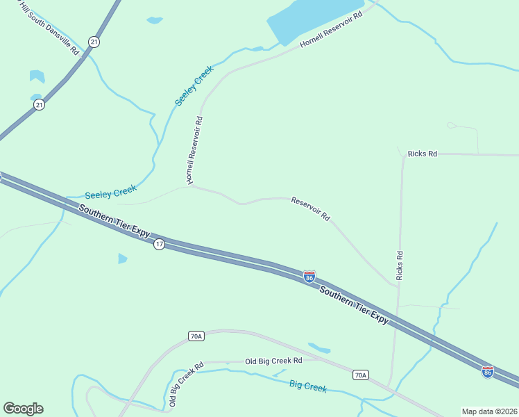 map of restaurants, bars, coffee shops, grocery stores, and more near 7773 Reservoir Rd in Hornell