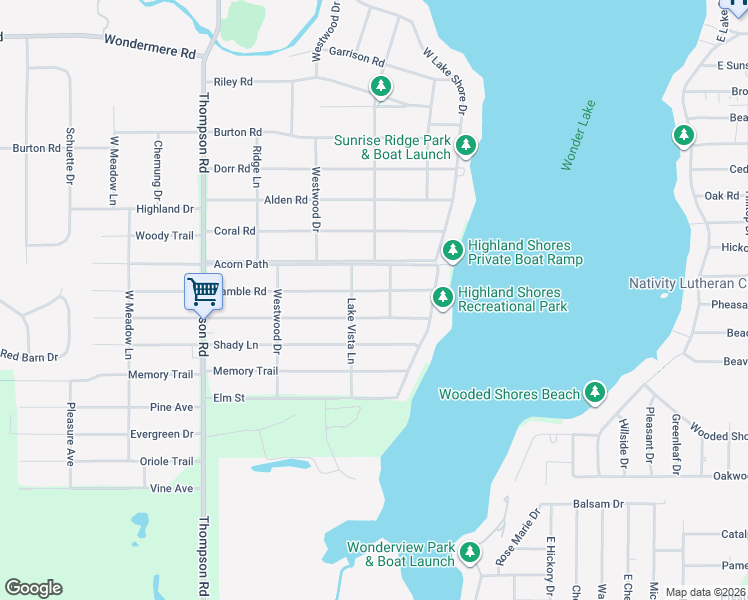map of restaurants, bars, coffee shops, grocery stores, and more near 8419 West Sunset Drive in Wonder Lake