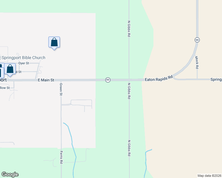 map of restaurants, bars, coffee shops, grocery stores, and more near 15195 Eaton Rapids Road in Springport