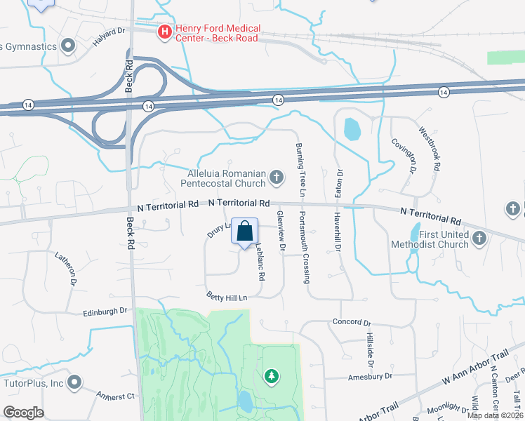 map of restaurants, bars, coffee shops, grocery stores, and more near 46651 North Territorial Road in Plymouth
