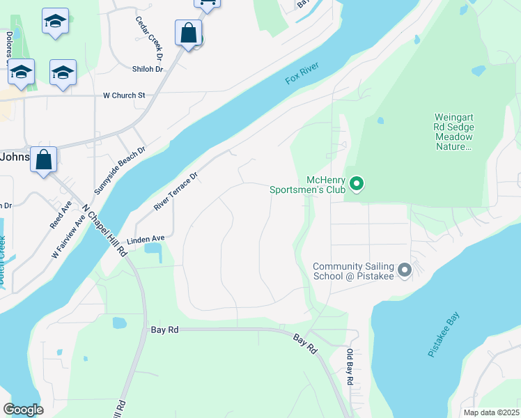 map of restaurants, bars, coffee shops, grocery stores, and more near 3423 Cardington Way in Johnsburg