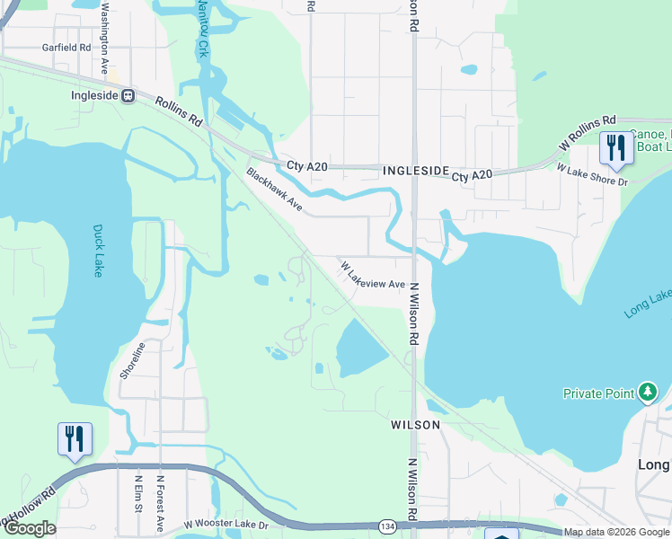 map of restaurants, bars, coffee shops, grocery stores, and more near 26177 West Lakeview Avenue in Ingleside